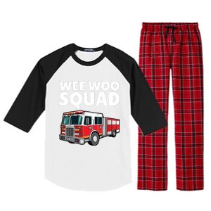 Funny Firefighter Art For Women Fire Truck Fireman Raglan Sleeve Pajama Set