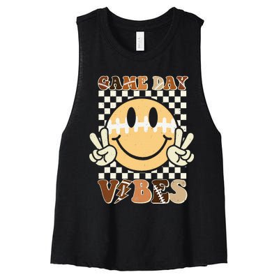 Funny Face American Football Game Day Vibes Sport Women Girl Women's Racerback Cropped Tank