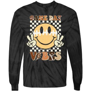 Funny Face American Football Game Day Vibes Sport Women Girl Tie-Dye Long Sleeve Shirt