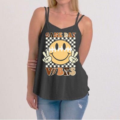 Funny Face American Football Game Day Vibes Sport Women Girl Women's Strappy Tank