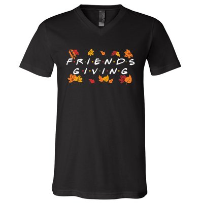 Friendsgiving Fall Autumn Friends & Family Thanksgiving V-Neck T-Shirt