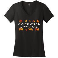 Friendsgiving Fall Autumn Friends & Family Thanksgiving Women's V-Neck T-Shirt