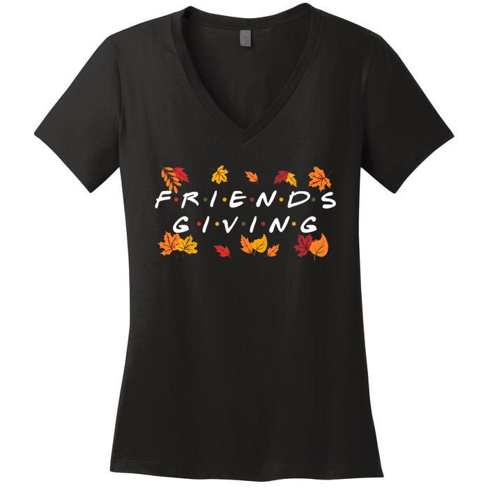 Friendsgiving Fall Autumn Friends & Family Thanksgiving Women's V-Neck T-Shirt