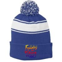 Feminist Females Are Strong As Hell Gift Stripe Pom Pom Beanie