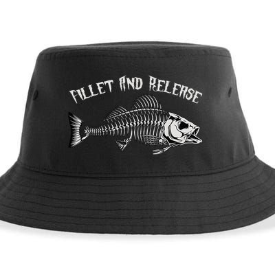 fishing fillet and release cool fisherman humor Sustainable Bucket Hat