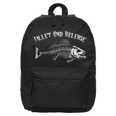 fishing fillet and release cool fisherman humor 16 in Basic Backpack