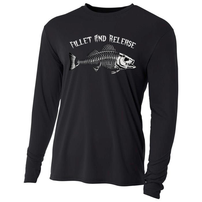 fishing fillet and release cool fisherman humor Cooling Performance Long Sleeve Crew