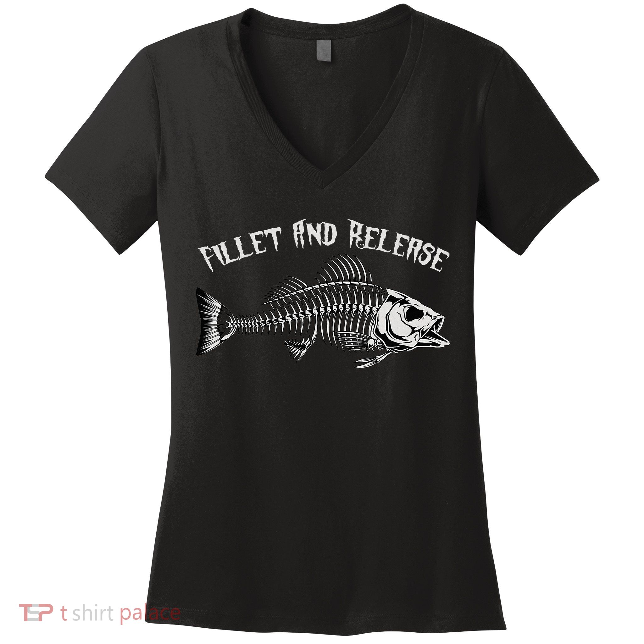 fishing fillet and release cool fisherman humor Women's V-Neck T-Shirt