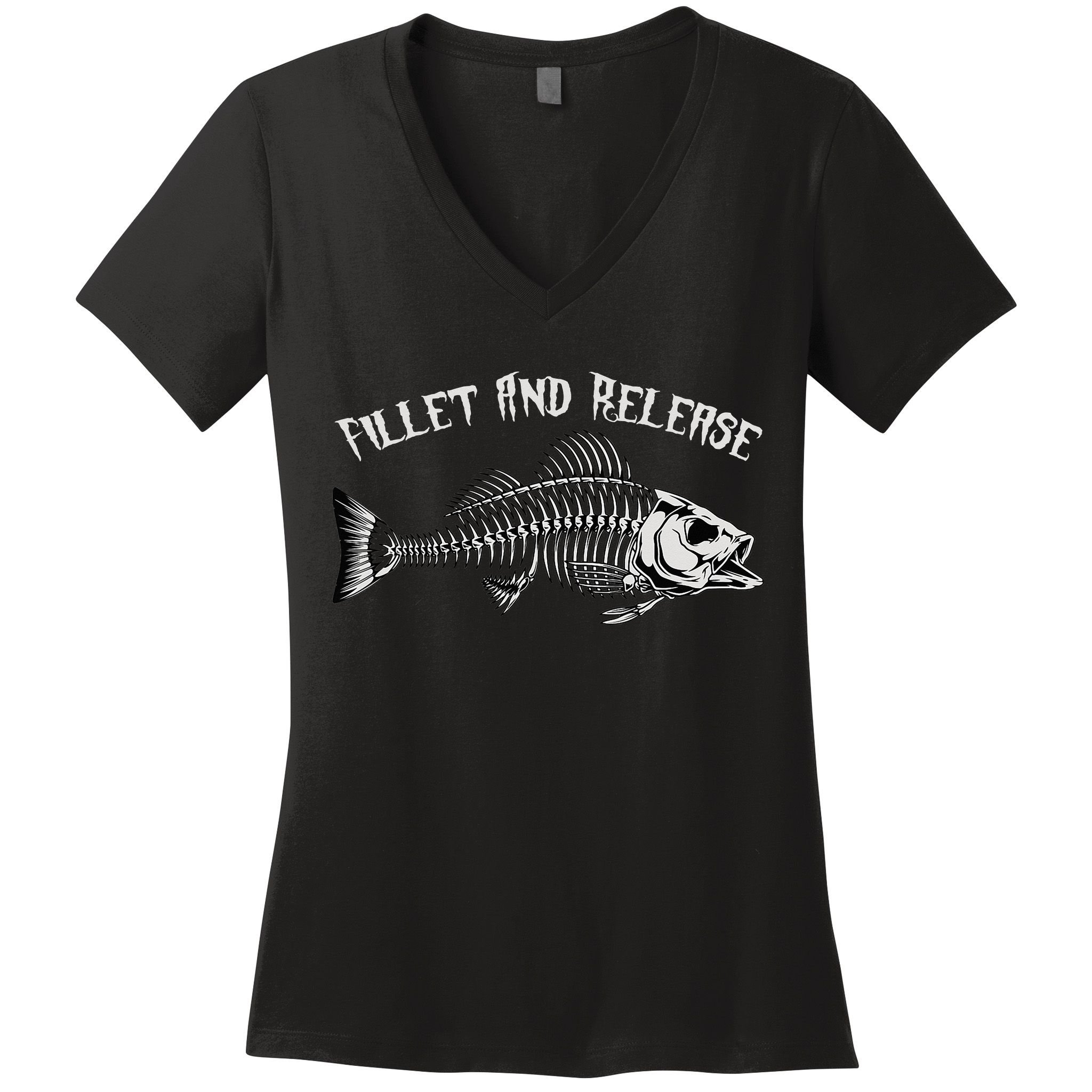 fishing fillet and release cool fisherman humor Women's V-Neck T-Shirt