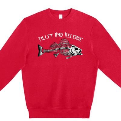 fishing fillet and release cool fisherman humor Premium Crewneck Sweatshirt