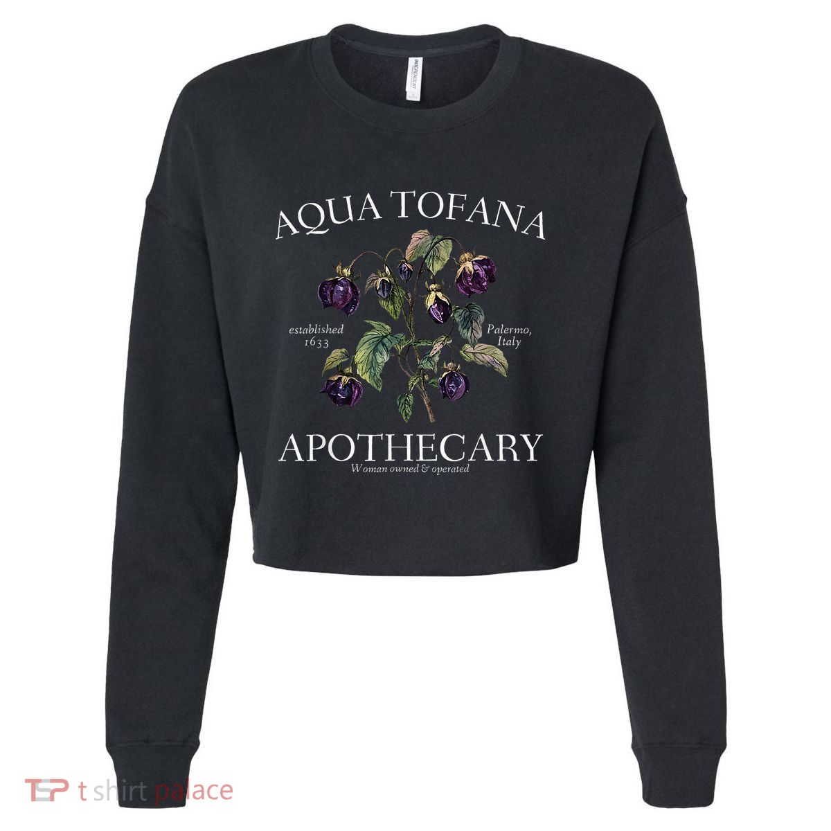 Funny Feminist Aqua Tofana Apothecary Vintage Cropped Pullover Crew