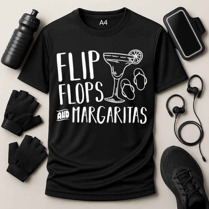 Flip Flops And Margaritas Funny Beach Summer Vacation Cool Gift Cooling Performance Crew T-Shirt