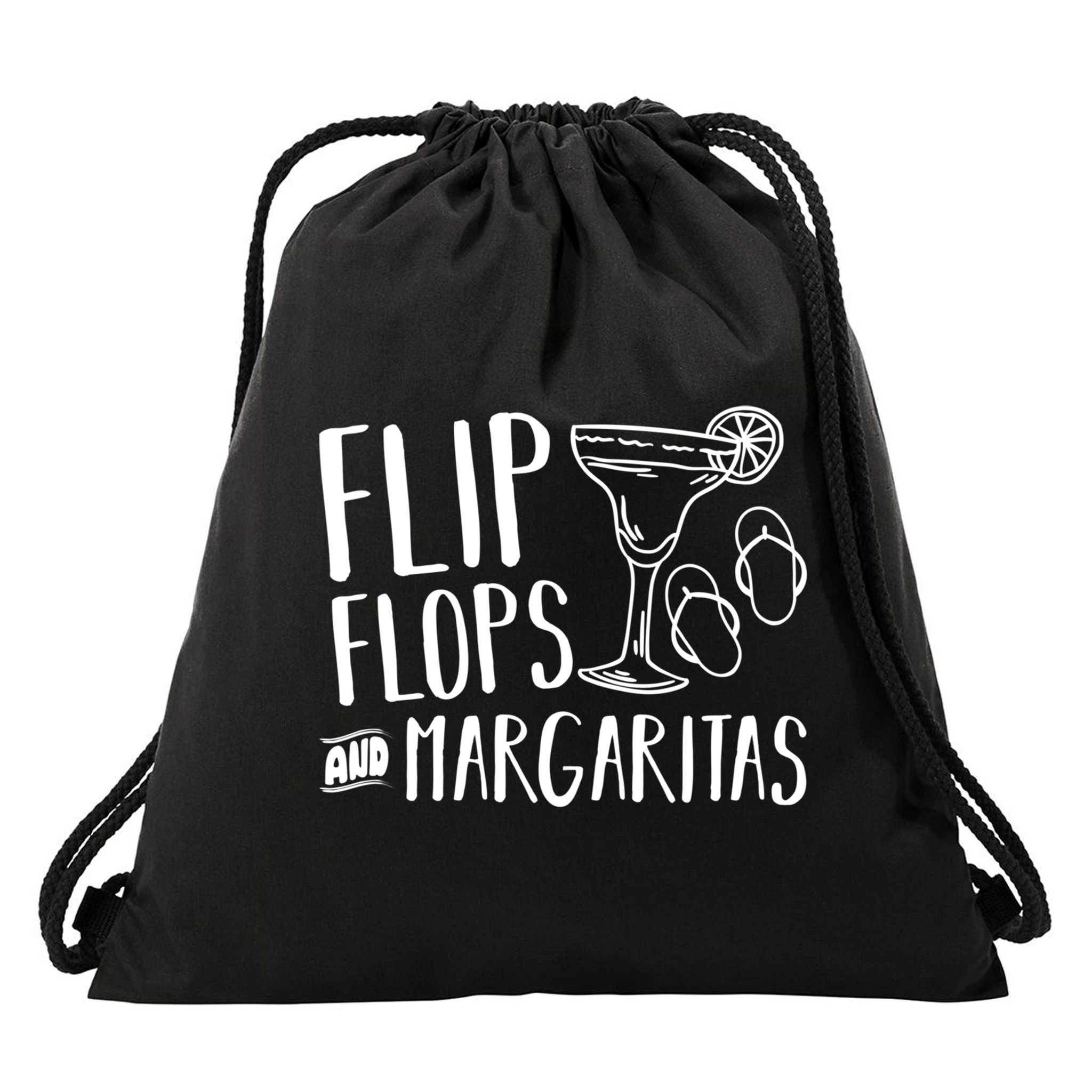 Flip Flops And Margaritas Funny Beach Summer Vacation Cool Gift Drawstring Bag