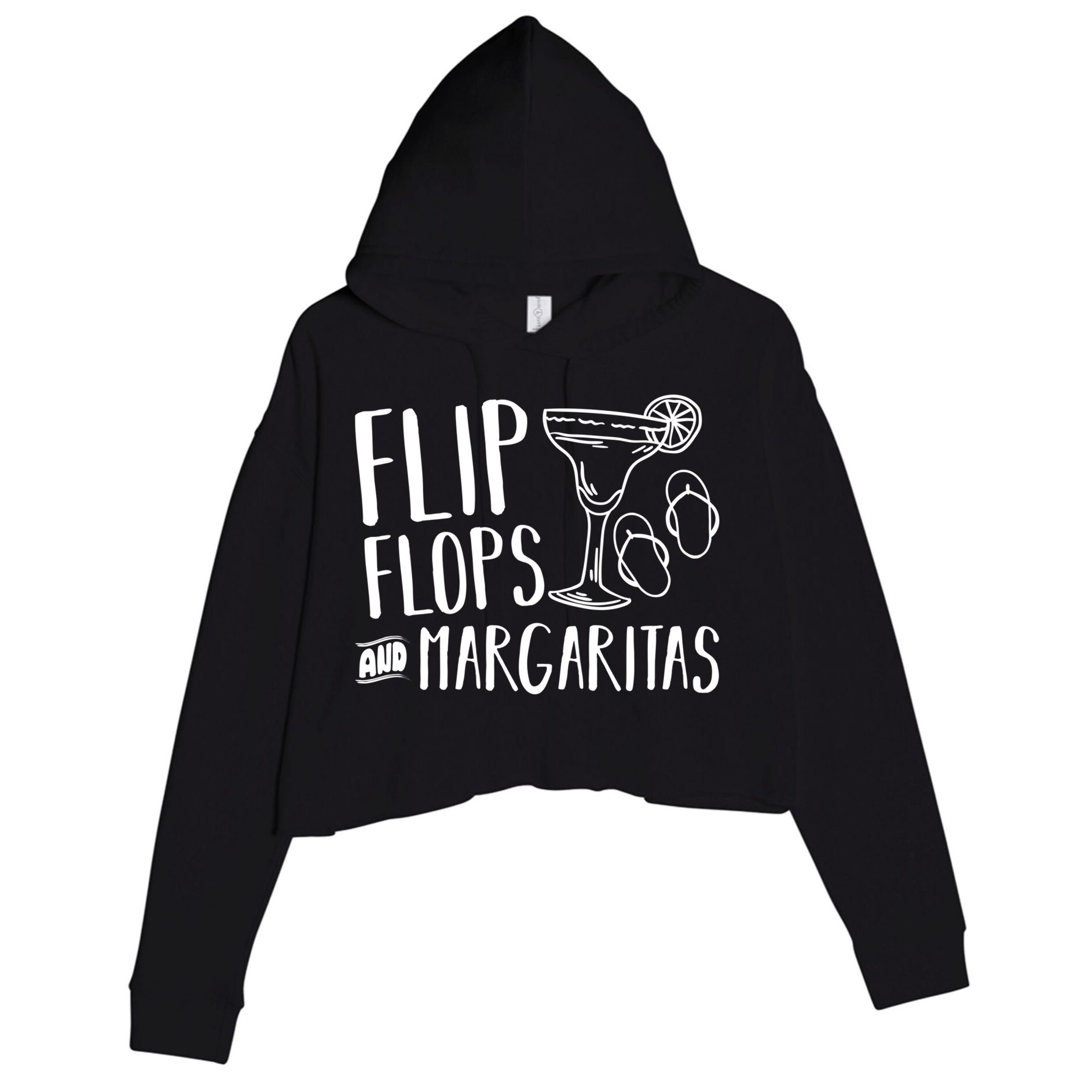 Flip Flops And Margaritas Funny Beach Summer Vacation Cool Gift Crop Fleece Hoodie