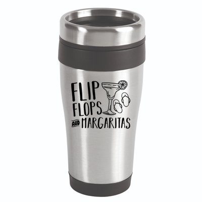 Flip Flops And Margaritas Funny Beach Summer Vacation Cool Gift 16oz Travel Tumbler