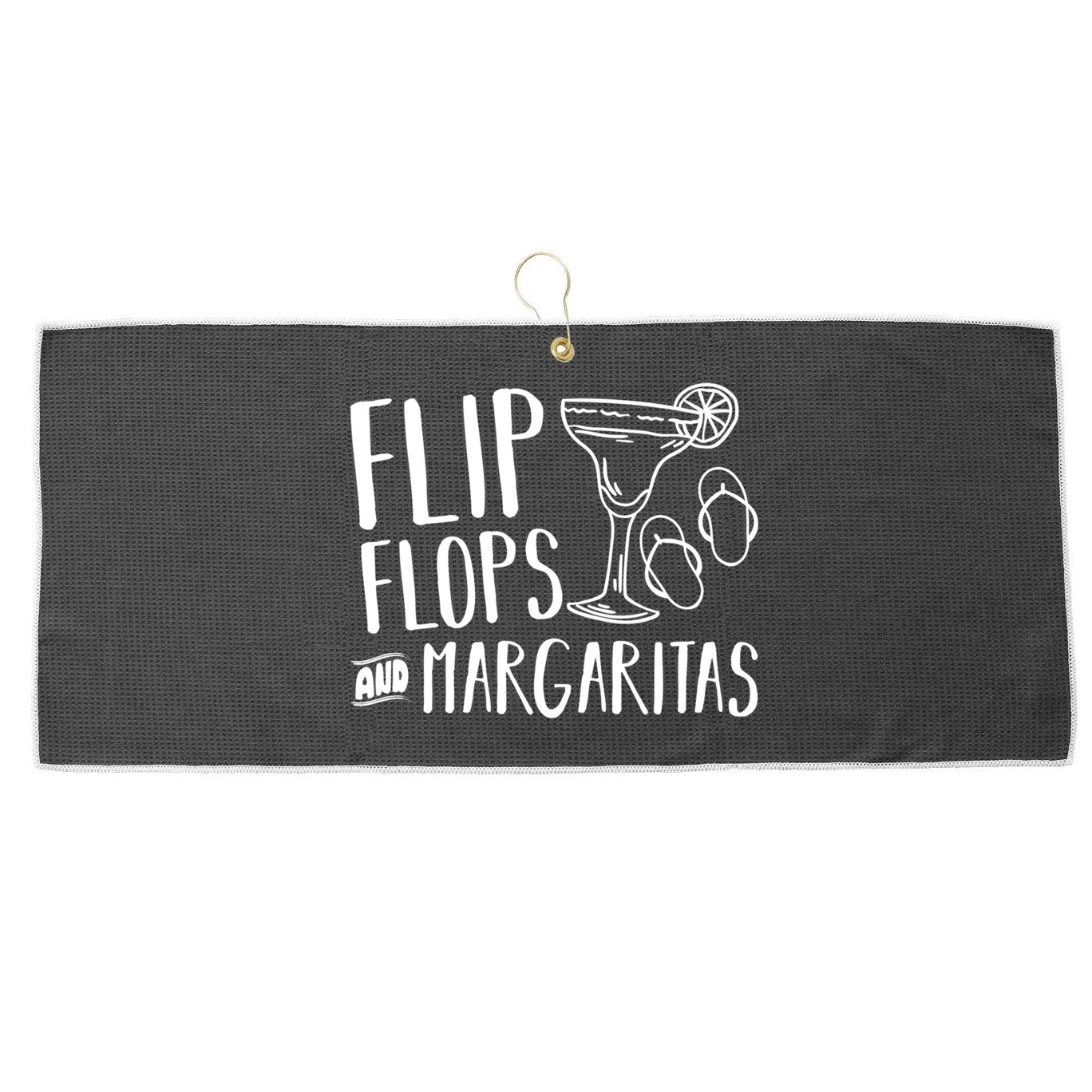 Flip Flops And Margaritas Funny Beach Summer Vacation Cool Gift Large Microfiber Waffle Golf Towel