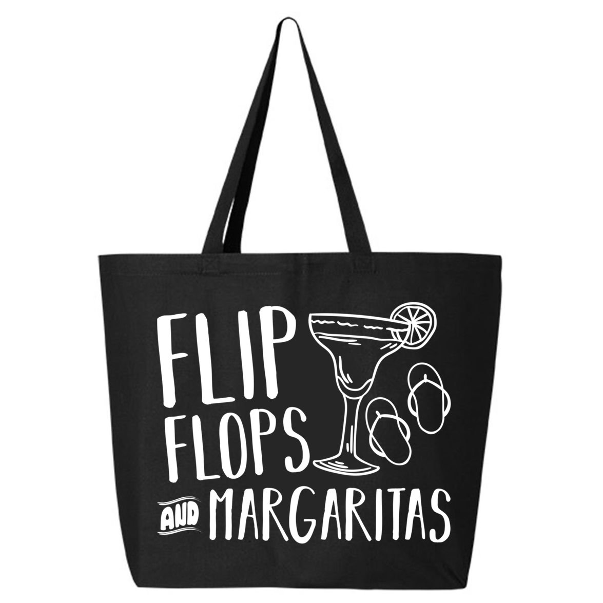 Flip Flops And Margaritas Funny Beach Summer Vacation Cool Gift 25L Jumbo Tote