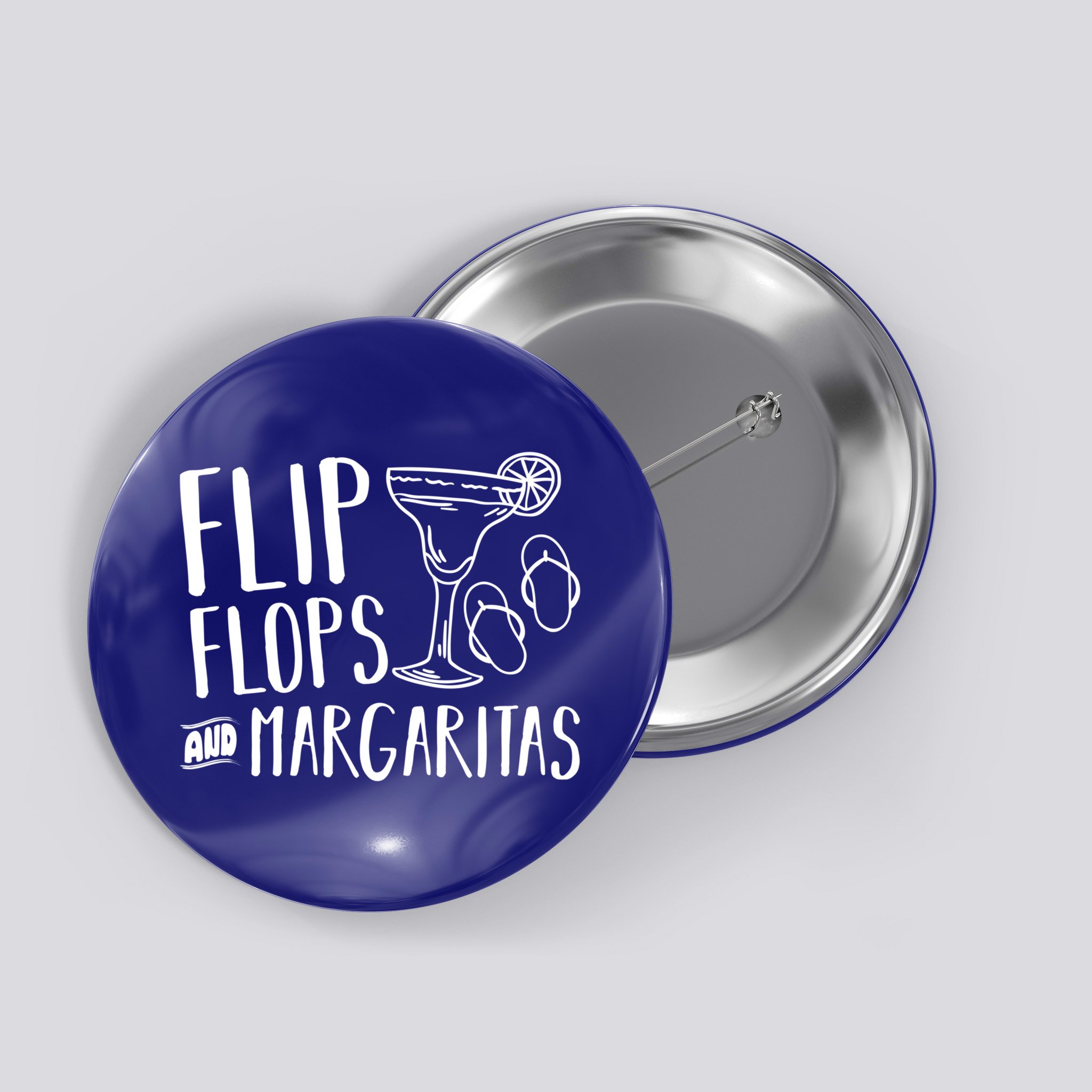 Flip Flops And Margaritas Funny Beach Summer Vacation Cool Gift Button
