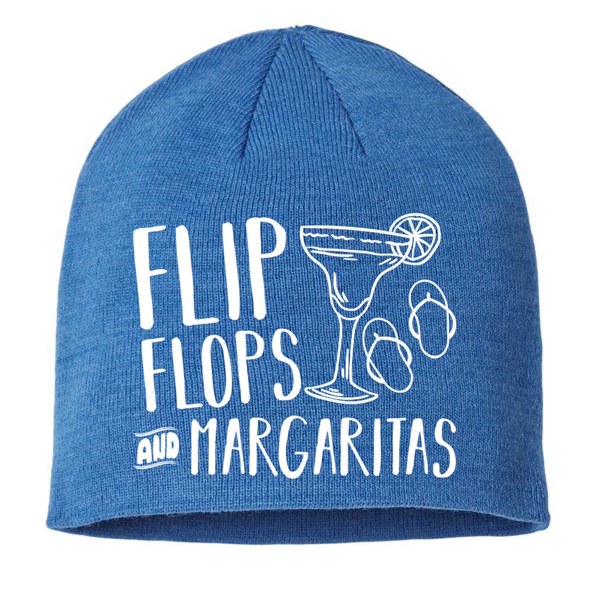 Flip Flops And Margaritas Funny Beach Summer Vacation Cool Gift Sustainable Beanie