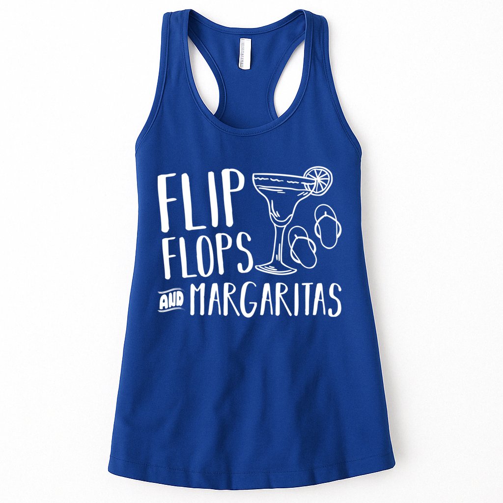 Flip Flops And Margaritas Funny Beach Summer Vacation Cool Gift Womens Tank Top
