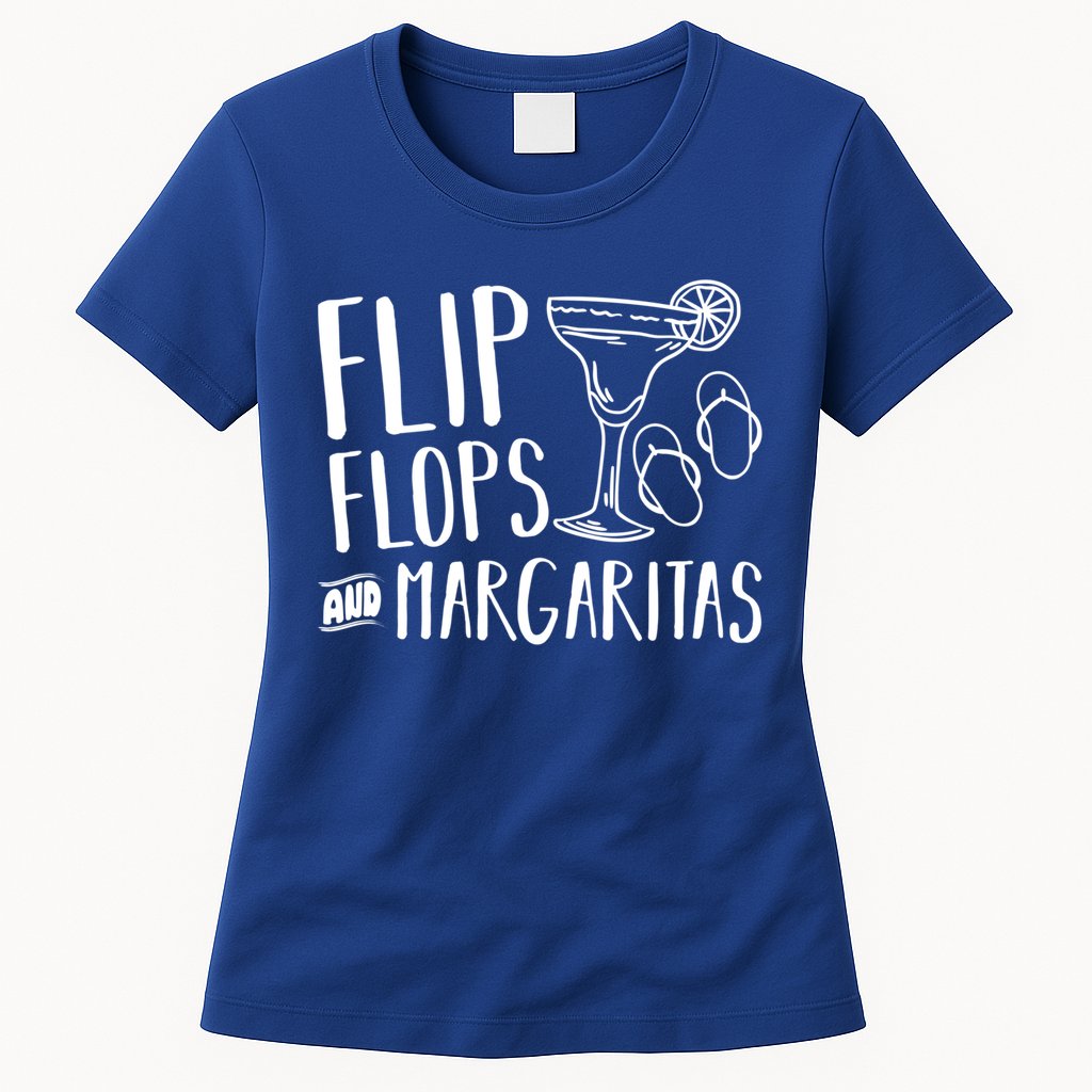 Flip Flops And Margaritas Funny Beach Summer Vacation Cool Gift Womens T-Shirt