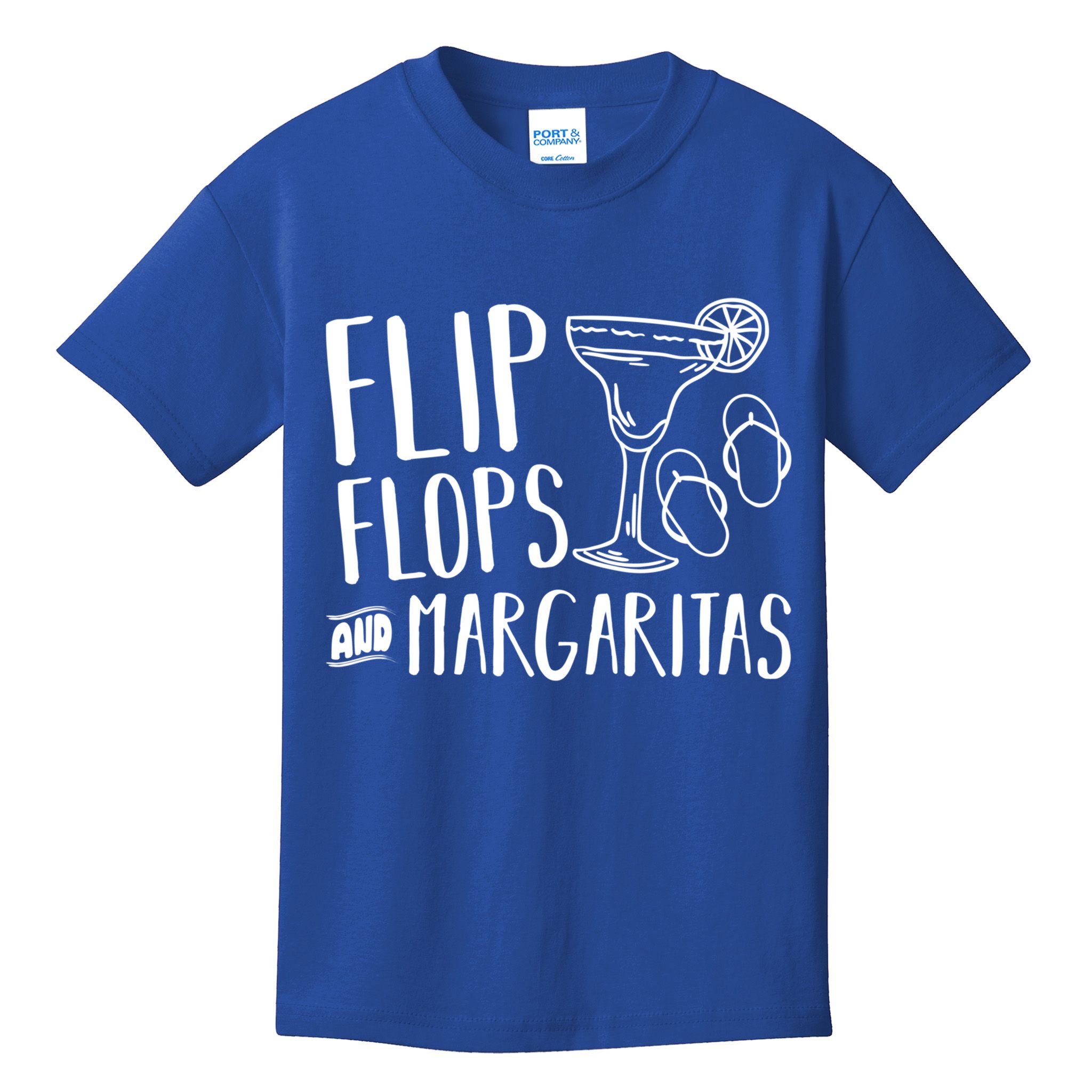 Flip Flops And Margaritas Funny Beach Summer Vacation Cool Gift Kids T-Shirt