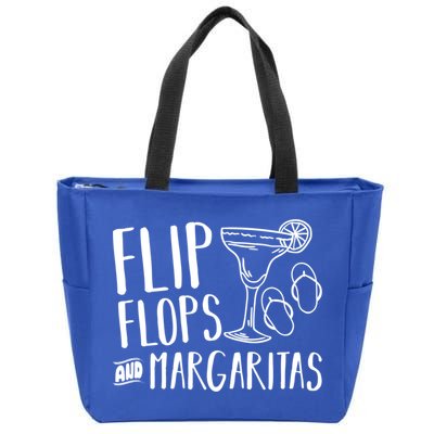 Flip Flops And Margaritas Funny Beach Summer Vacation Cool Gift Zip Tote Bag