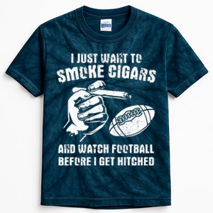 Funny Football And Cigars Bachelor Party Cigar Smoker Design Kids Tie-Dye T-Shirt