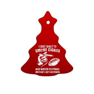 Funny Football And Cigars Bachelor Party Cigar Smoker Design Ceramic Tree Ornament