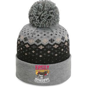 Funny Farm Animal Lover Gift Donkey The Baniff Cuffed Pom Beanie