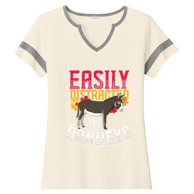 Funny Farm Animal Lover Gift Donkey Ladies Halftime Notch Neck Tee