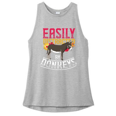 Funny Farm Animal Lover Gift Donkey Ladies PosiCharge Tri-Blend Wicking Tank