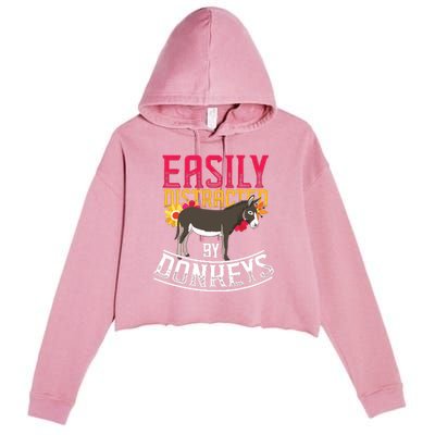 Funny Farm Animal Lover Gift Donkey Crop Fleece Hoodie