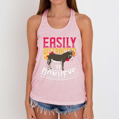 Funny Farm Animal Lover Gift Donkey Women's Knotted Racerback Tank