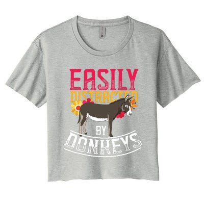 Funny Farm Animal Lover Gift Donkey Women's Crop Top Tee