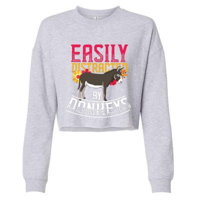 Funny Farm Animal Lover Gift Donkey Cropped Pullover Crew