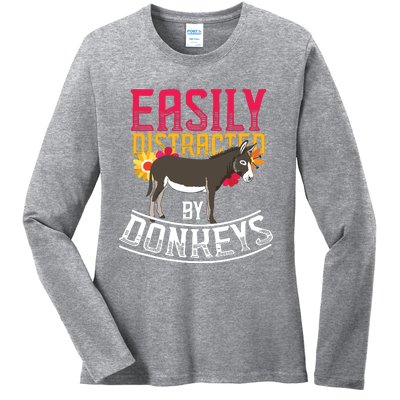 Funny Farm Animal Lover Gift Donkey Ladies Long Sleeve Shirt