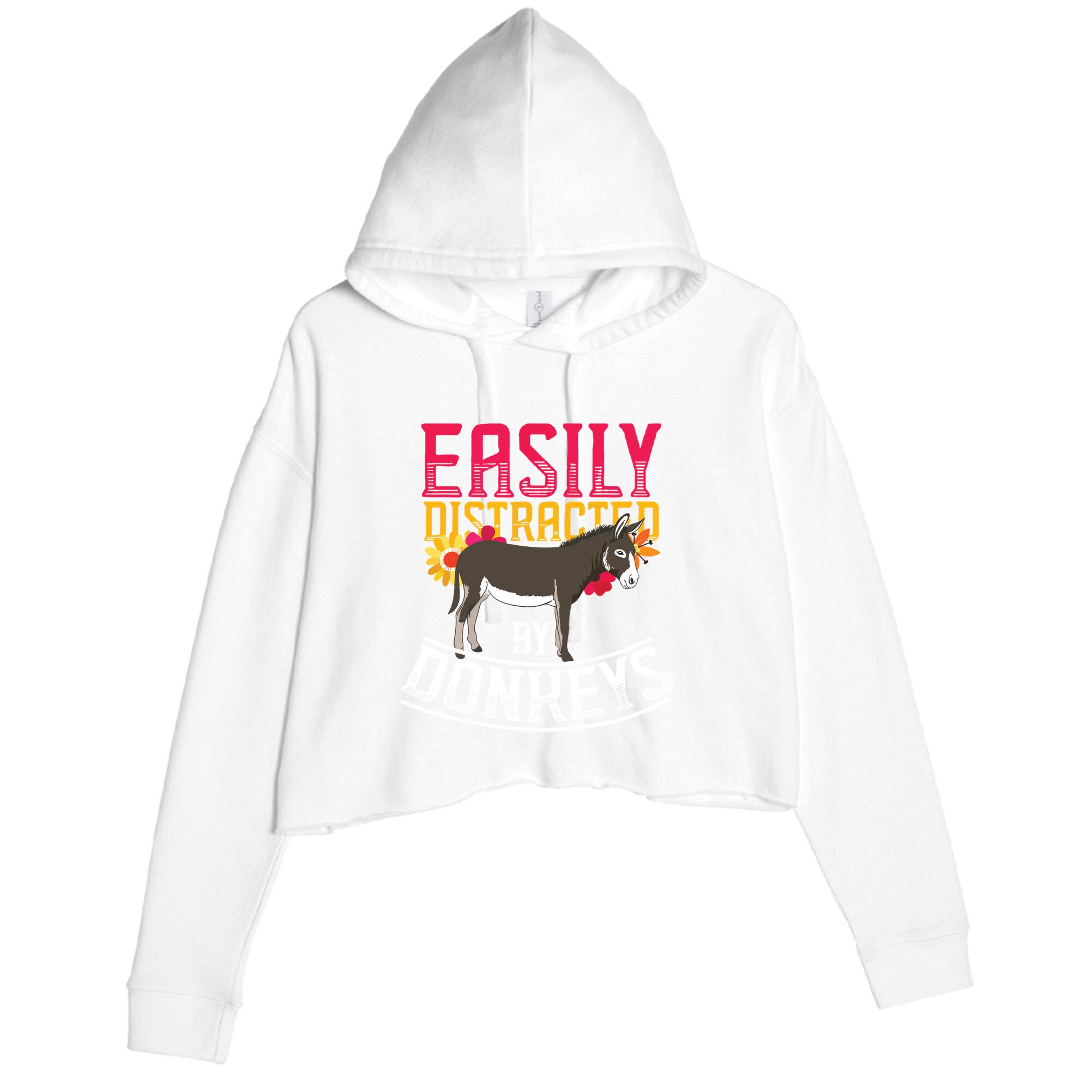 Funny Farm Animal Lover Gift Donkey Crop Fleece Hoodie