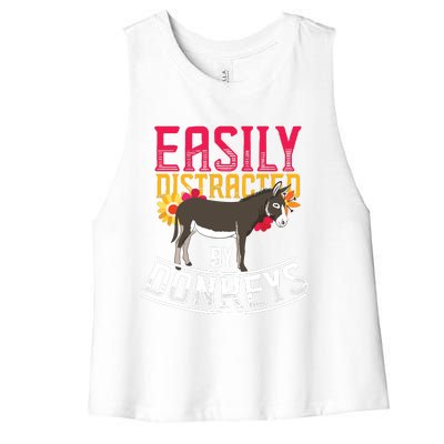 Funny Farm Animal Lover Gift Donkey Women's Racerback Cropped Tank