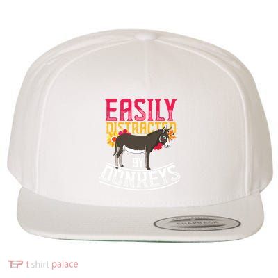 Funny Farm Animal Lover Gift Donkey Wool Snapback Cap