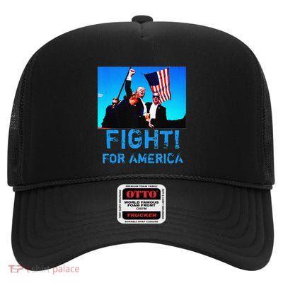 Fight For America Fight For Trump High Crown Mesh Back Trucker Hat
