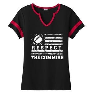 Fantasy Football American Commissioner Respect The Commish Ladies Halftime Notch Neck Tee