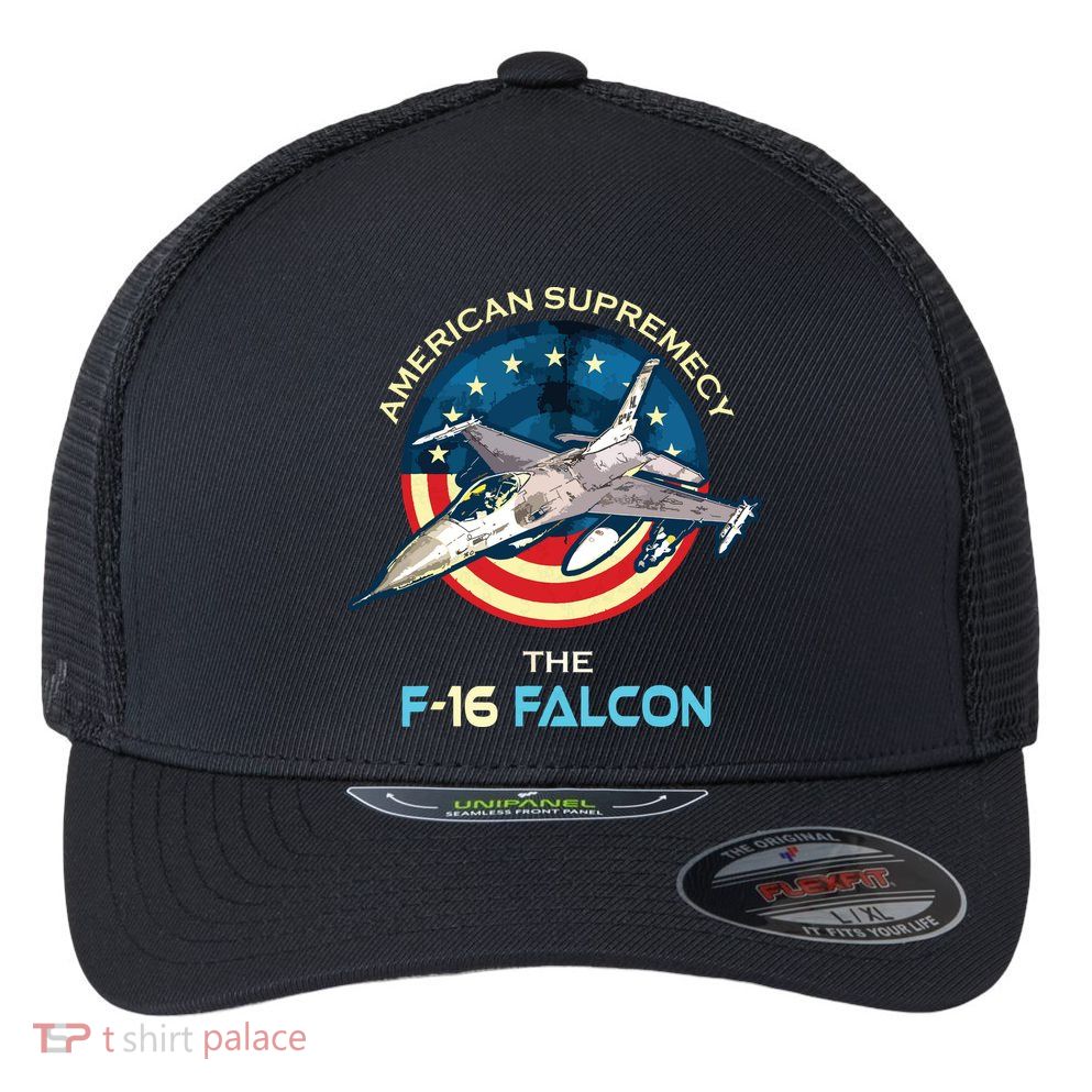 F16 Falcon American Patriotic Fighter Jet 4th Of July Flag Flexfit Unipanel Trucker Cap