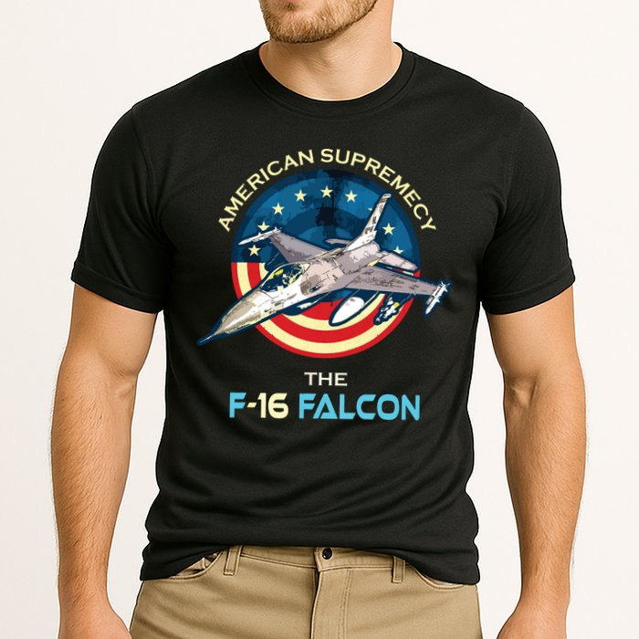 F16 Falcon American Patriotic Fighter Jet 4th Of July Flag Cooling Performance Crew T-Shirt