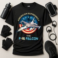 F16 Falcon American Patriotic Fighter Jet 4th Of July Flag Cooling Performance Crew T-Shirt