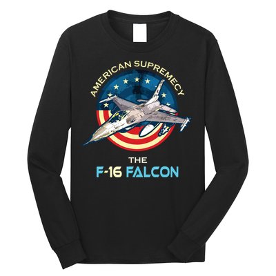 F16 Falcon American Patriotic Fighter Jet 4th Of July Flag Long Sleeve Shirt