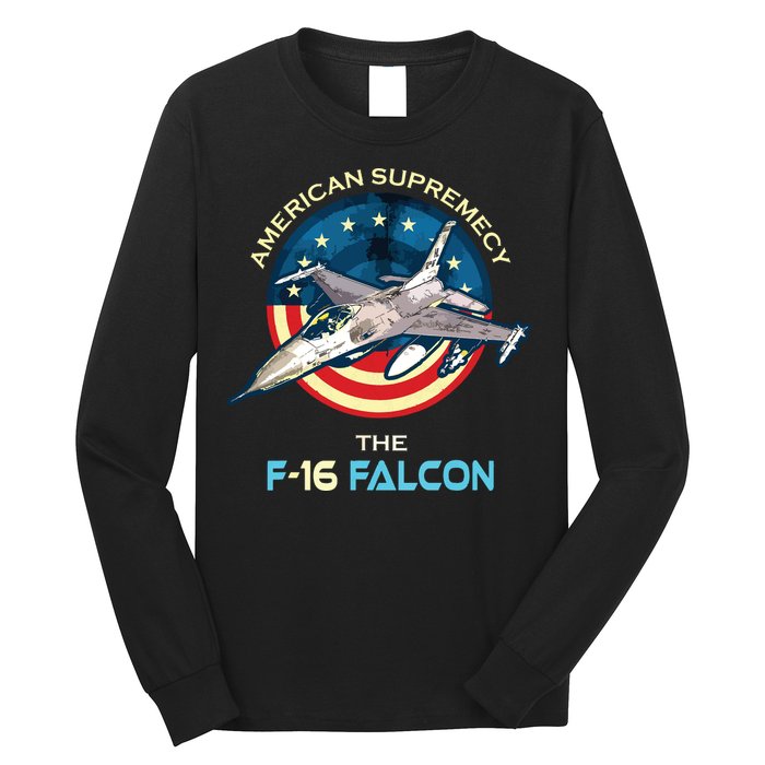 F16 Falcon American Patriotic Fighter Jet 4th Of July Flag Long Sleeve Shirt