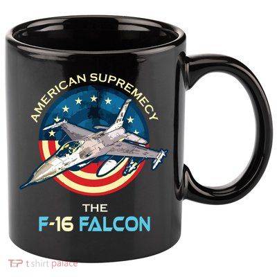 F16 Falcon American Patriotic Fighter Jet 4th Of July Flag 11oz C Handle Ceramic Mug