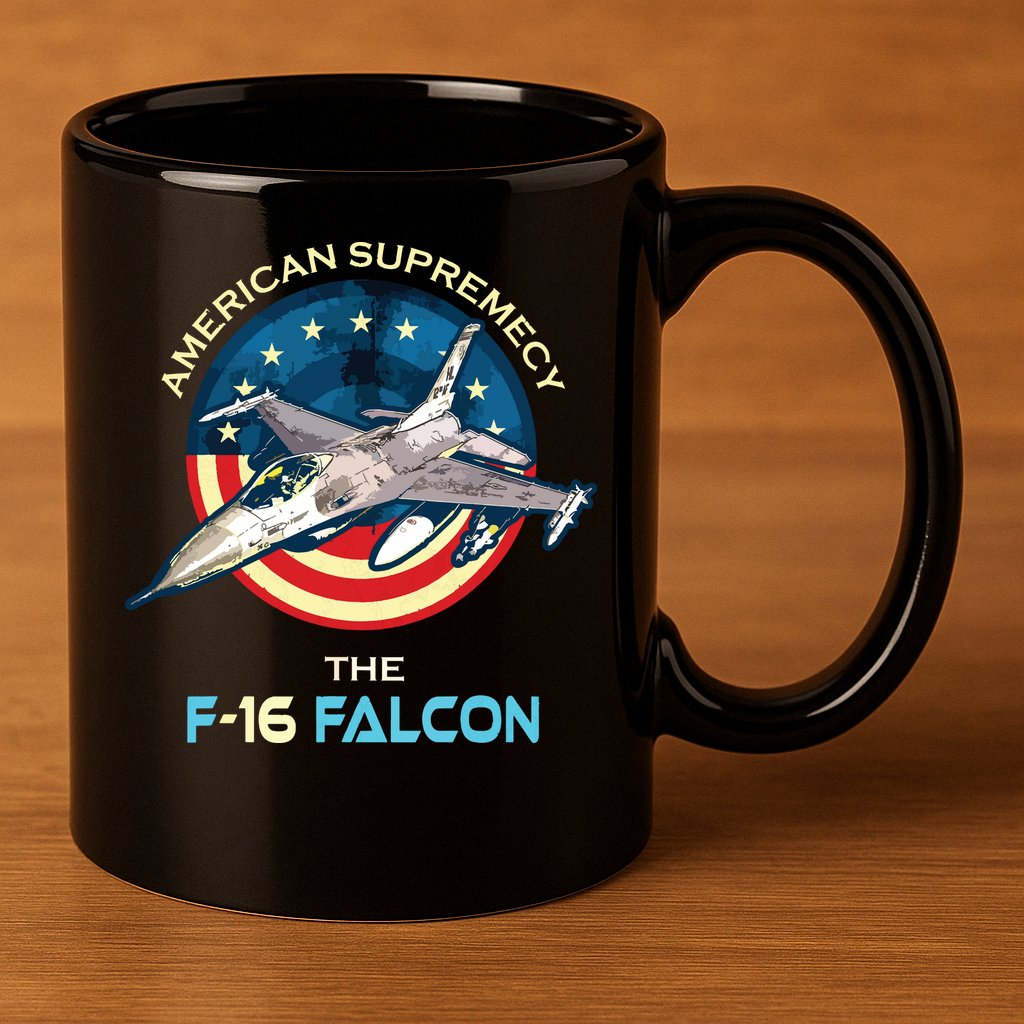 F16 Falcon American Patriotic Fighter Jet 4th Of July Flag 11oz C Handle Ceramic Mug