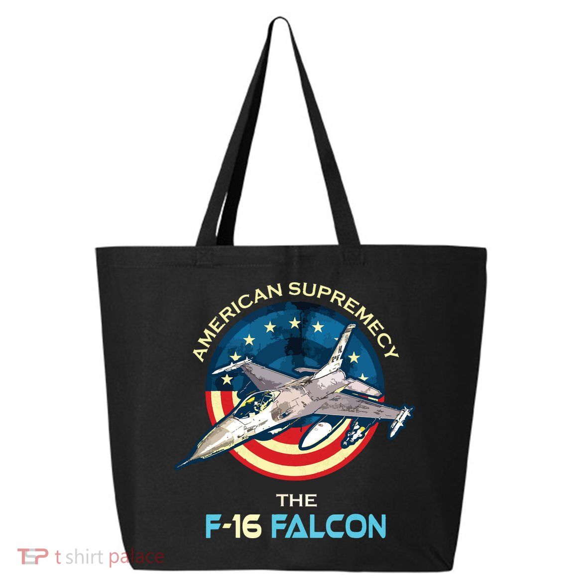 F16 Falcon American Patriotic Fighter Jet 4th Of July Flag 25L Jumbo Tote